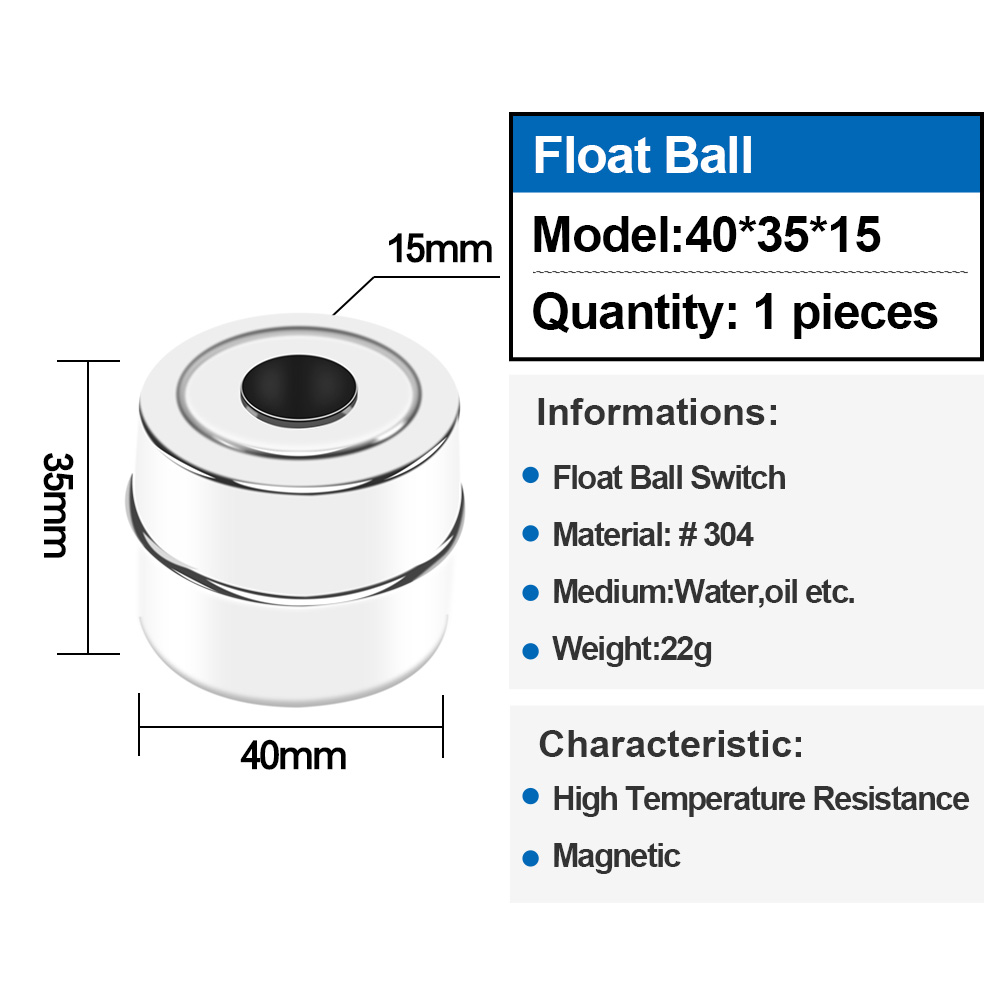 1 szt. Pływak Magnetyczny przełącznik pływakowy ze stali nierdzewnej do pływaka poziomu wody 24 mm 28 mm 9,5 mm: Złota