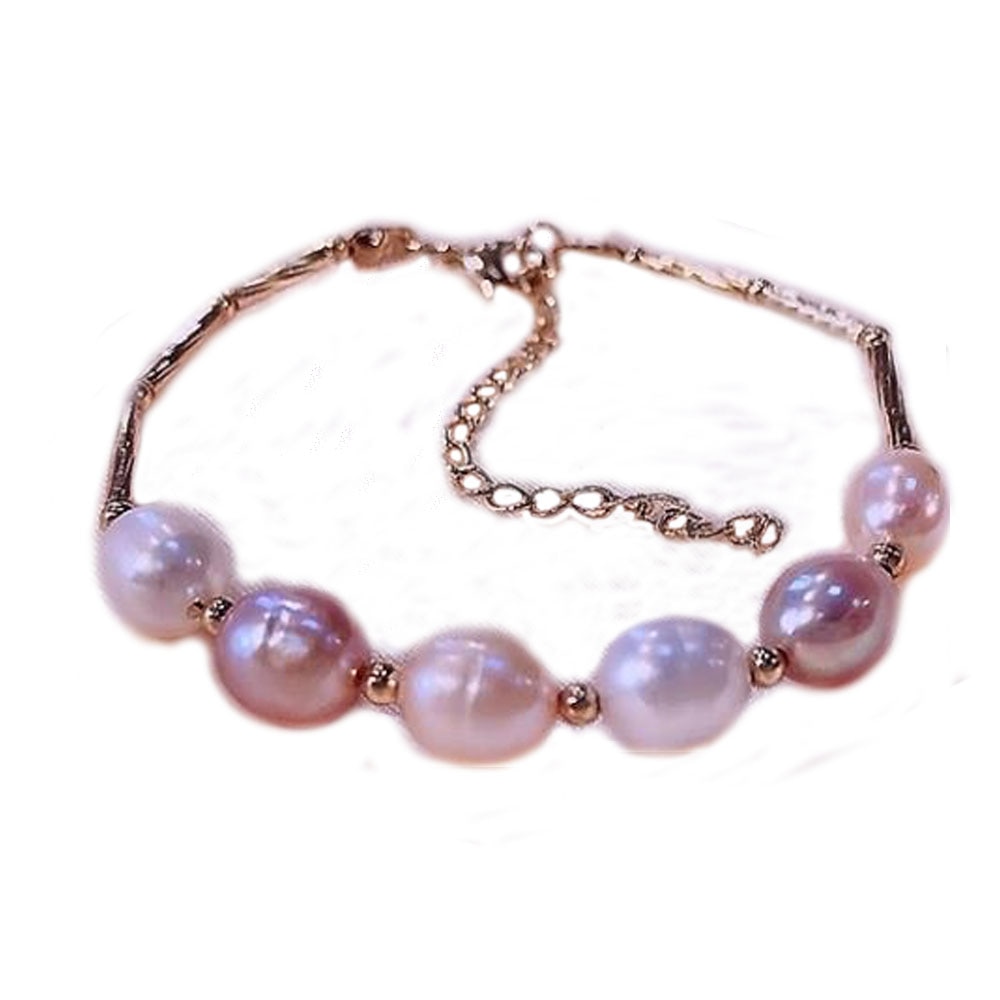 YKNRBPH Women's S925 Sterling Silver Pearl Bracelet Silver Bead separation Weddings Chains Bracelet Jewelry