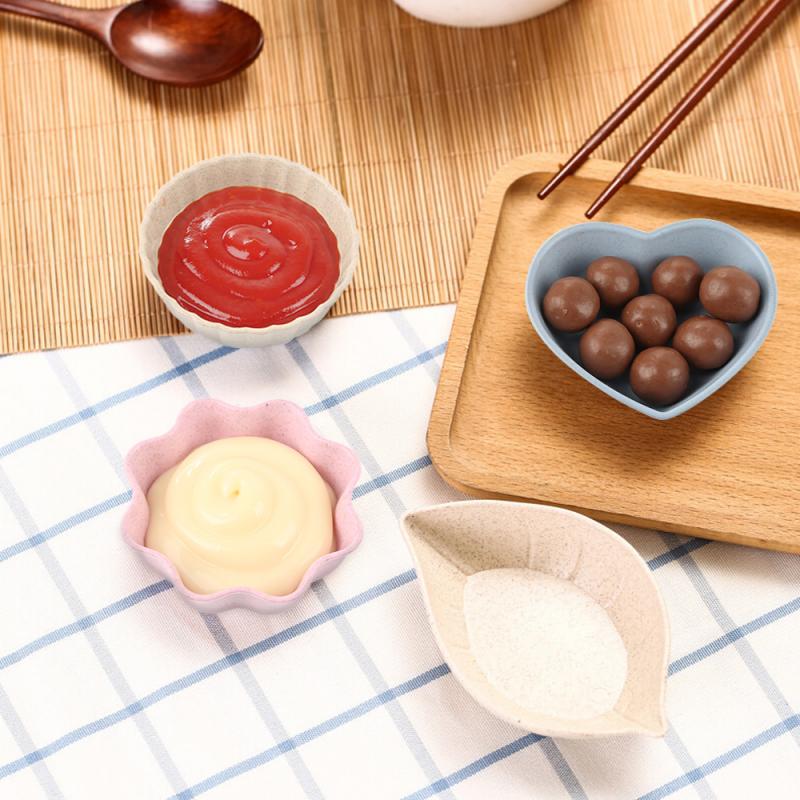 1Pcs Tarwe Multipurpose Kruiden Kom Leaf Hart Vorm Kruiden Kom Kleine Platen Snack Schotel Saus Te Schoon Keuken gereedschap