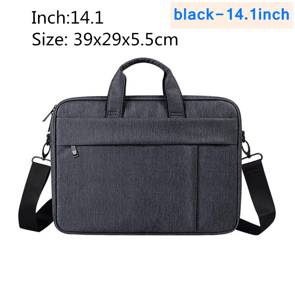 Laptop Bag 13.3 14.1 15.4 15.6 inch Waterproof Notebook Shoulder bag for Apple Millet Unisex Briefcase: black-14.1inch
