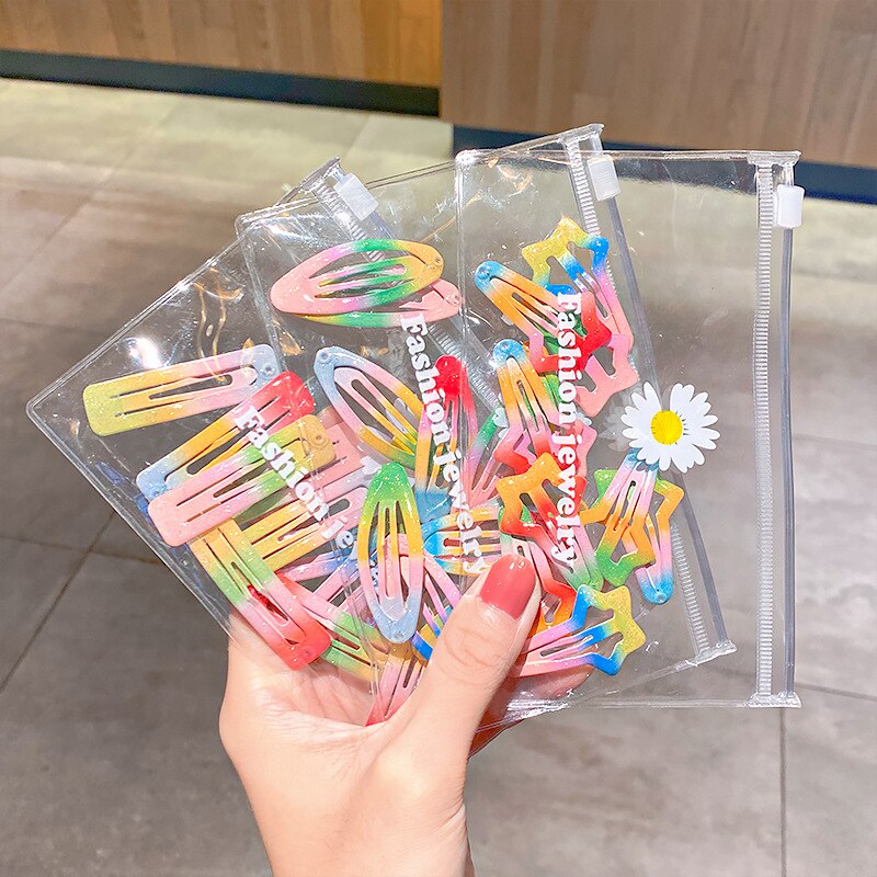 10Pcs/Lot Glitter Gradient Color Girls Baby Hairpins Hair Clips Kid Barrette Bobby Pins Headwear Children Accessory Baby BB Clip