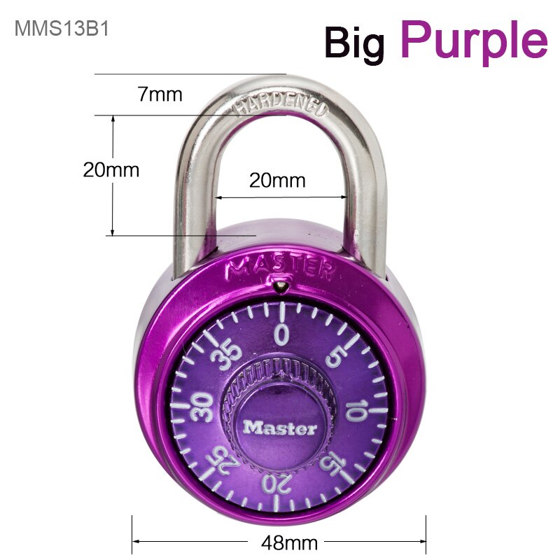 Safe Fixed Number Locks Turntable Gym Cabinet Wardrobe Student Door Lock Letter Digital Rotating Password Steel Round Padlock: Big purple
