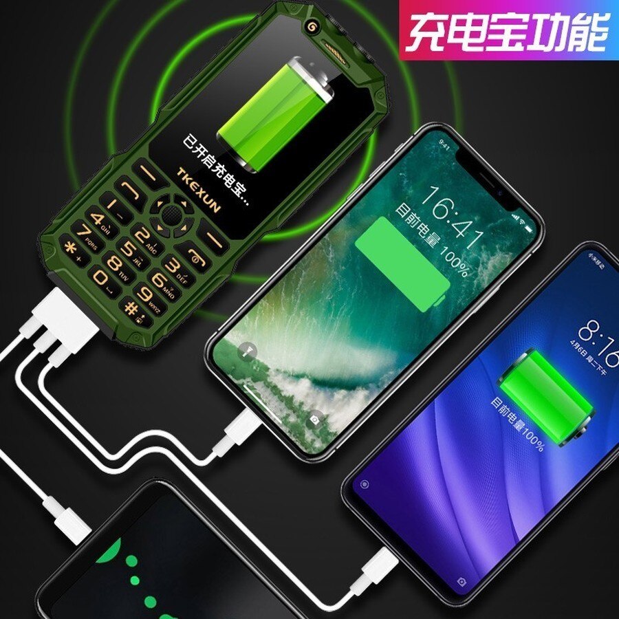 TKEXUN Q8A Shockproof Phone 3.0" Power Bank WIFI Dual SIM Card MP3 Camera Flashlight Big Speaker Cheap Dustproof CellPhone