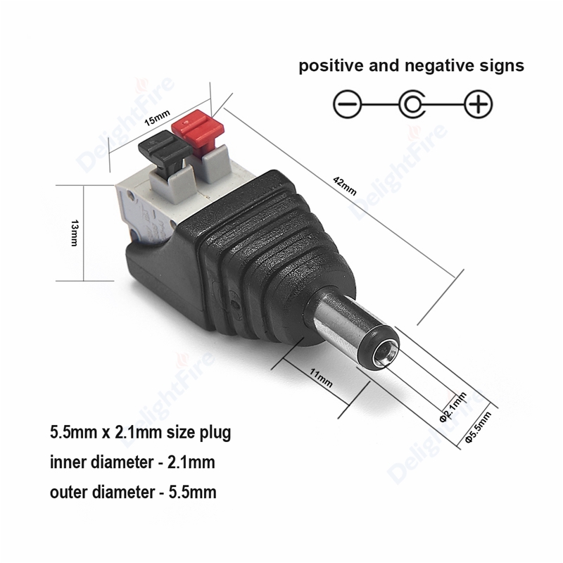 Weiblich Männlich Dc-anschluss 5.5*2,1mm Jack Plug Power Adapter Draht Anschluss Für 3528 5050 5730 LED Streifen kabel Licht CCTV Kamera: Brown