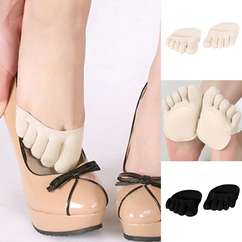 Kvinder bomuldssvamp silikon silikone meias skridsikker foring hælfri liner usynlig forfod pude fodpude høje hæle sokker