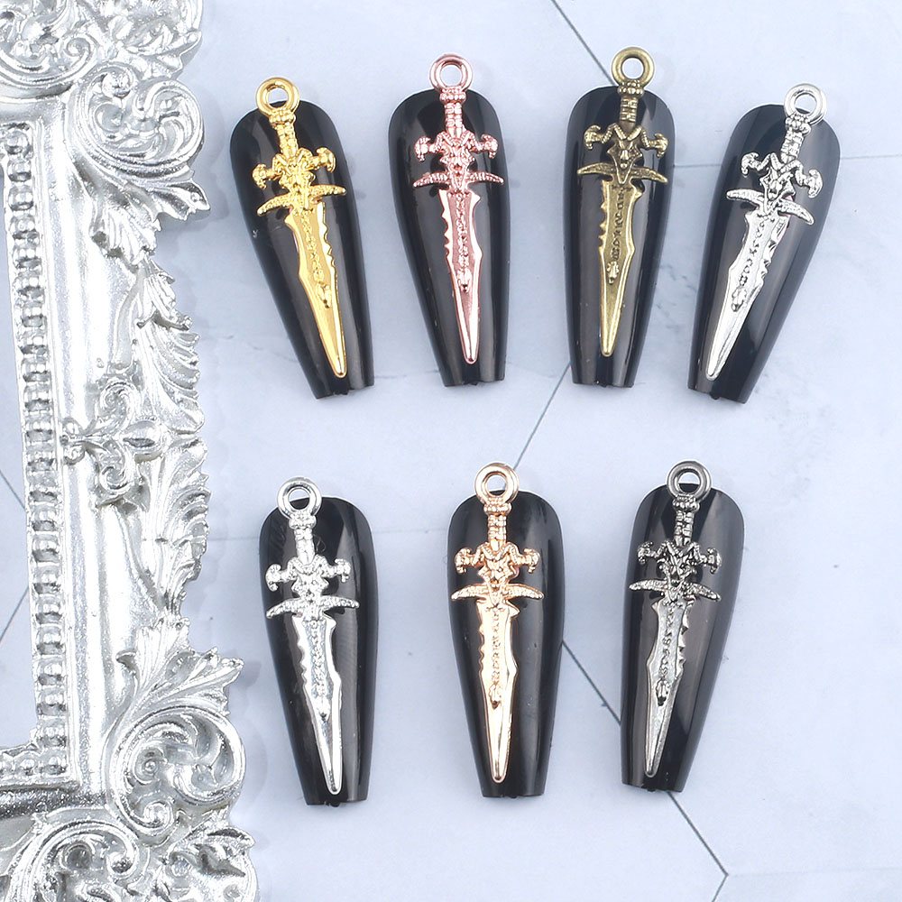 20 pçs liga da arte do prego charme 3d liga de metal grande espada faca armas jóias do prego diy chinês kung fu armaaria acessórios do prego