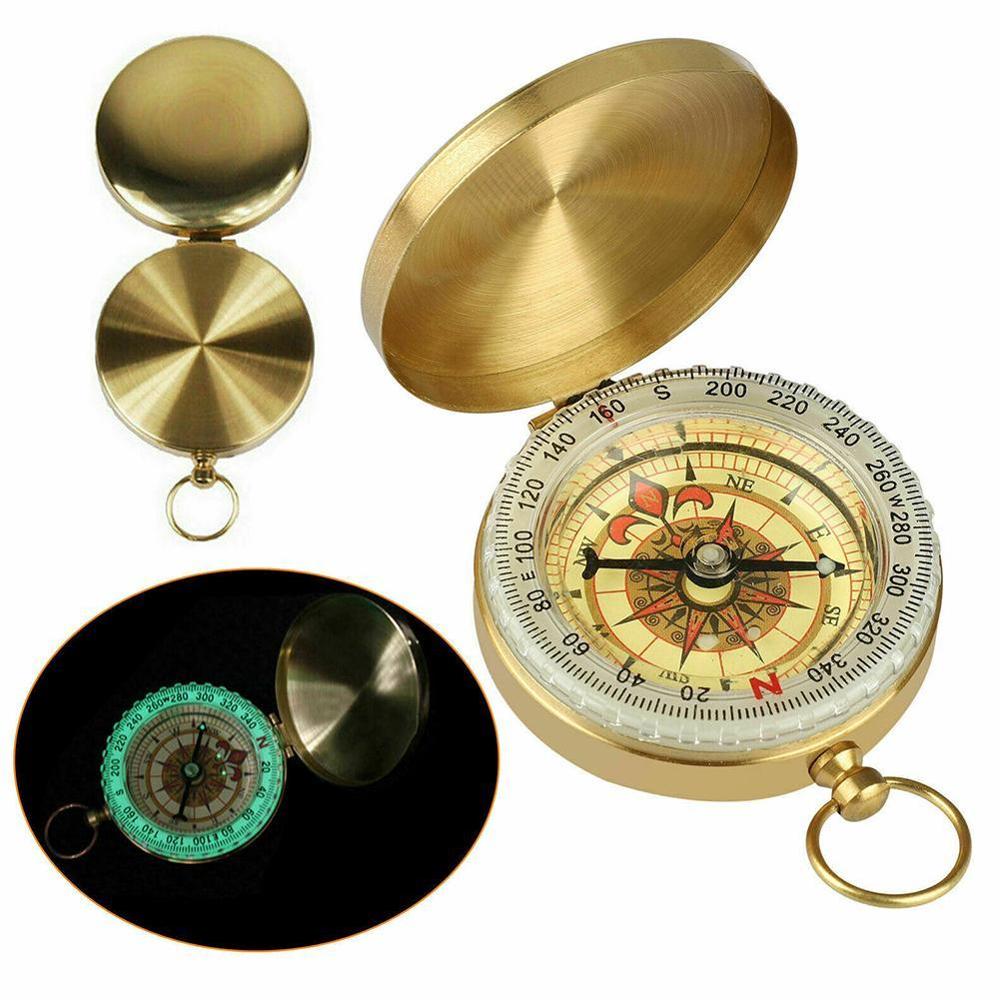 Pocket Brass Horloge Style Outdoor Camping Wandelen Navigatie Met Cove Lichtgevende Sleutelhanger Ring Horloge Kompas Kompas Kompas P U1N2