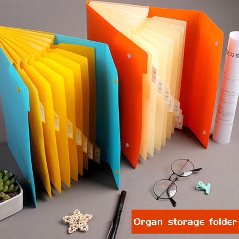 Papirvarer og plast multi-lags stor kapacitet 8-- lags orgeltaske bærbar studenteropbevaringspose-filmappe