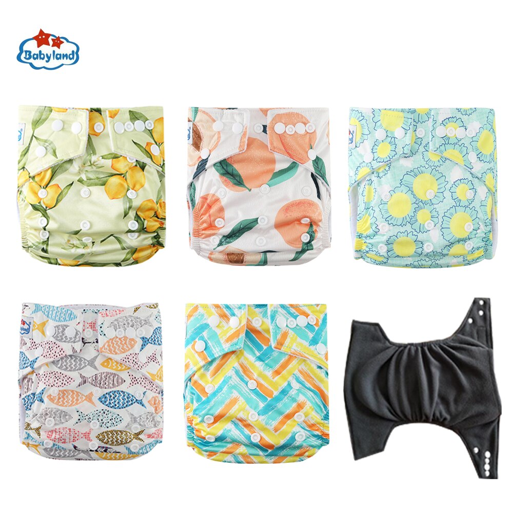 Fralda Ecologica Babyland Eco-Friendly Bamboo Charcoal Diapers 5pcs/set Washable Baby Nappy Pocket Diapers Covers For 3-15KG