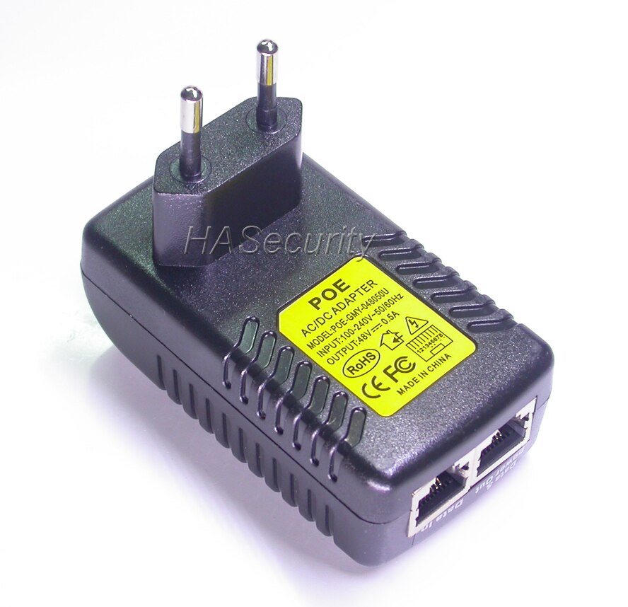 POE power injector for IP network camera input AC100-240V / output DC48V Mid-Span 4/5(+) 7/8(-) 0.5A (max)