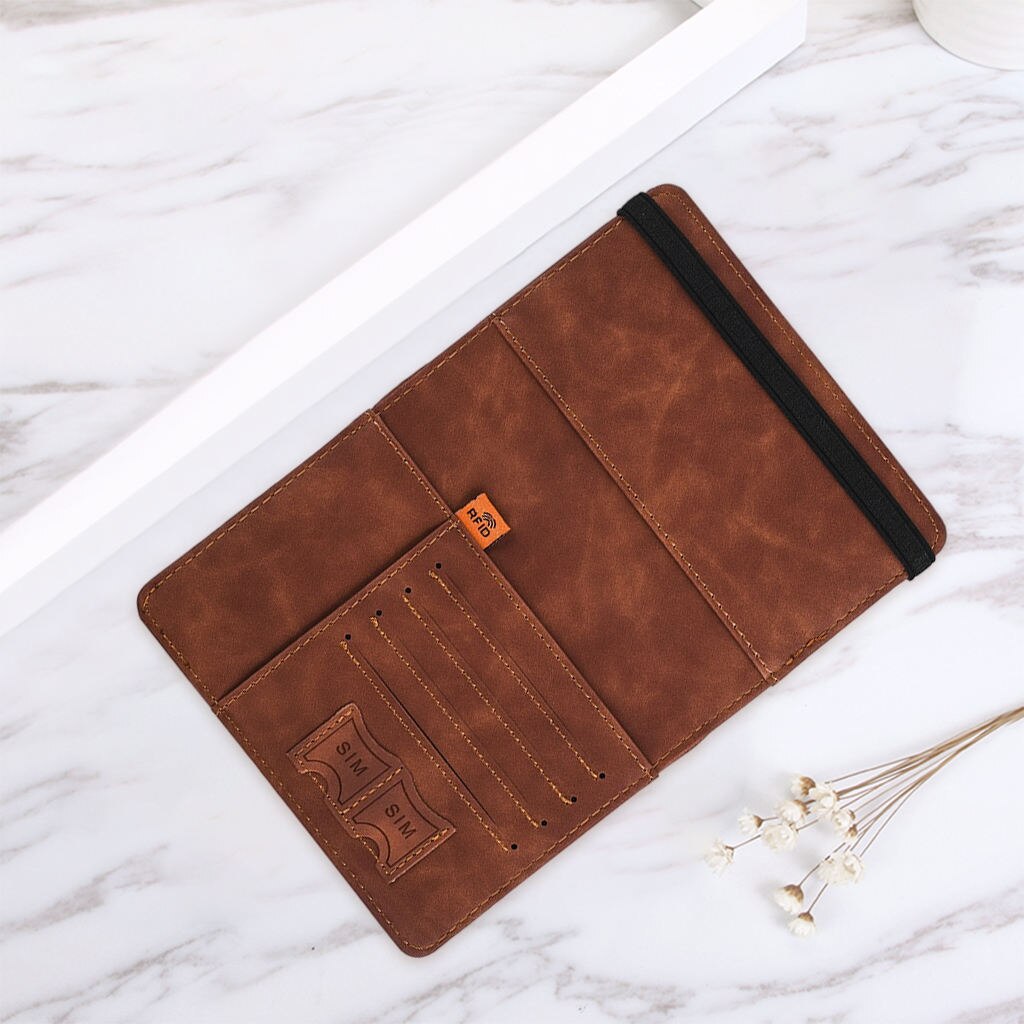 Tragbarer reisepasshalter für damen und herren, dokumentenorganizer, reisebrieftasche für zuhause, reisen und geschäftsreisen: Dunkelbraun