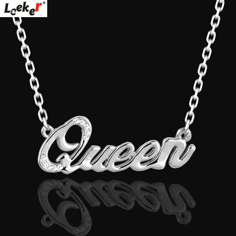 LEEKER QUEEN, collares con colgante de letra para mujeres, chicas, gargantilla de oro rosa y plata, collar de joyería personalizada 331 LK9