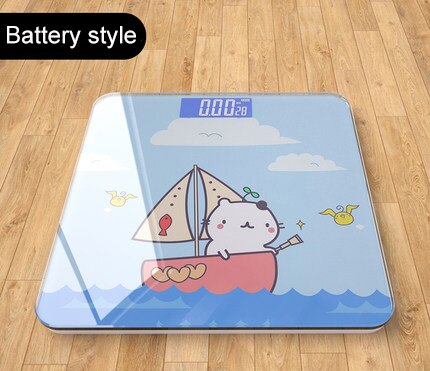 Cartoon digitale badkamerweegschaal body mi weegschaal vloer slimme kamerbalans gehard glas piratenkat kinderweegschaal: Piratenkat