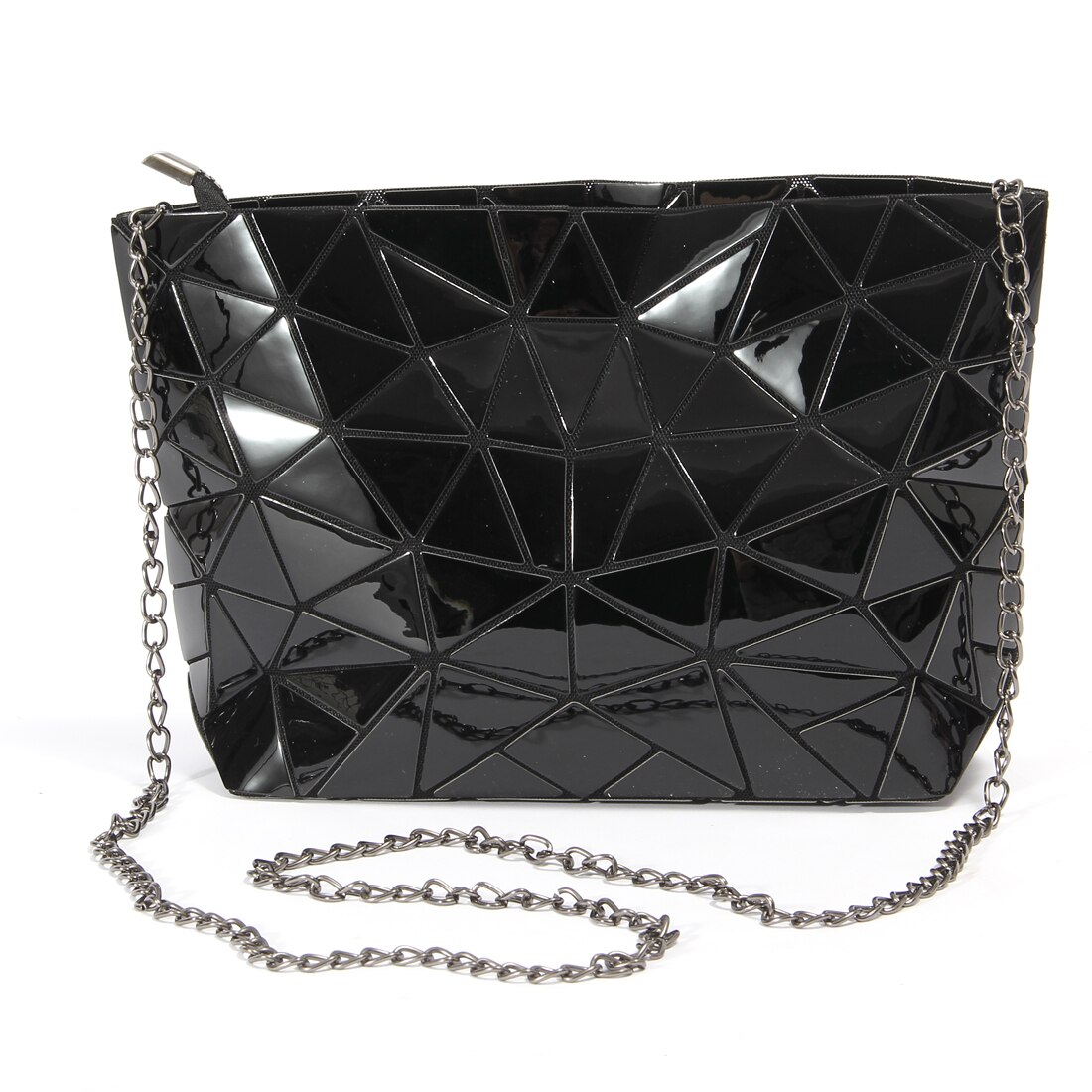 Crocrogo Frauen Mädchen Geldbörse Leucht Geometrische Schulter Taschen Multi Reflektierende Umhängetaschen BlingBling mit Ketten: 3116 Black