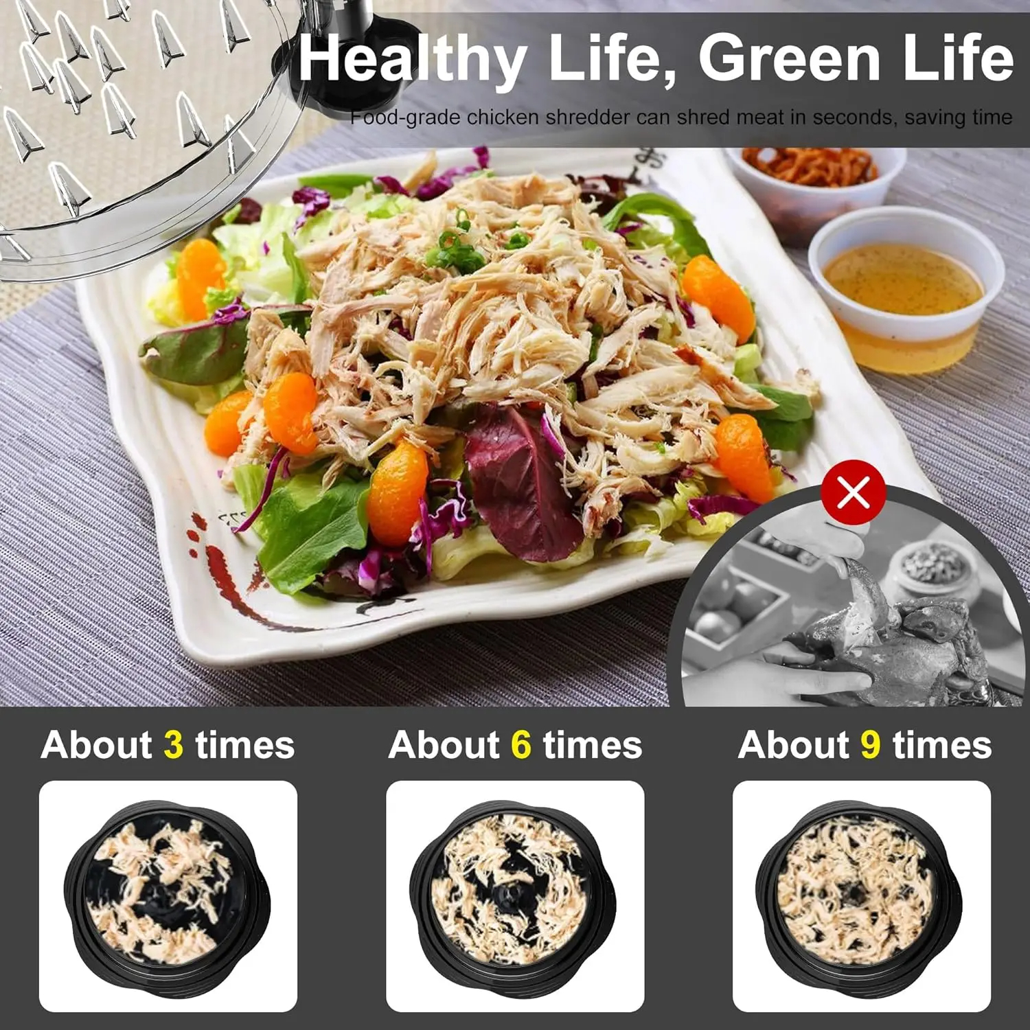 Herramienta trituradora de pollo, máquina trituradora de separación de carne y pecho con tapa para triturar pollo, cerdo y ternera