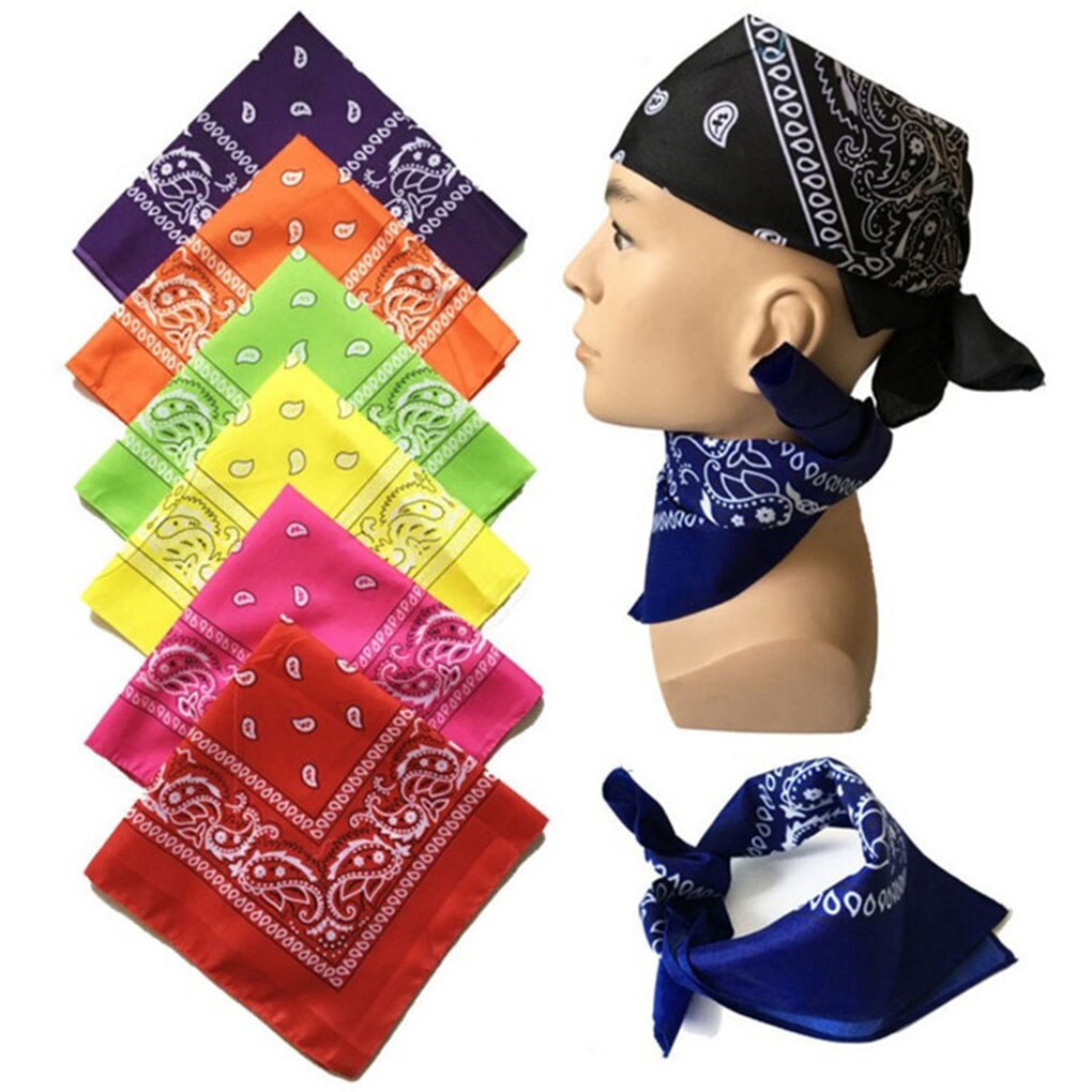 Hip Hop Cotton Bandana Square Scarf 54cm*54cm Black Red Paisley Headband Printed For Women/Men/Boys/Girls
