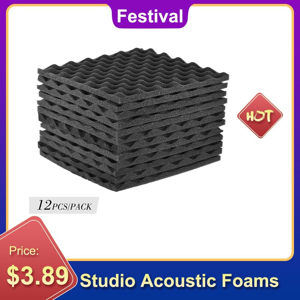Paneles de espuma acústica para estudio espuma de aislamiento acústico 30*30 cm/12*12 pulgadas, paquete de 12 uds, Rojo