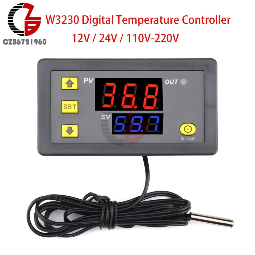 W3230 Digital Temperature Controller Thermostat Regulator Switch Sensor 12V 24V 220V Heating Cooling Control Thermoregulator