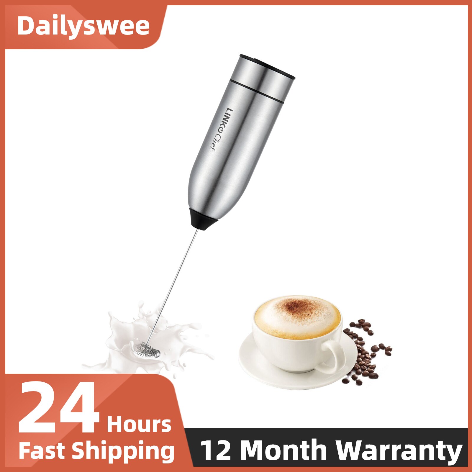 Mini Espumador de leche eléctrico de mano, vaporizador de acero inoxidable para café, capuchino, Latte, Matc, funciona con batería