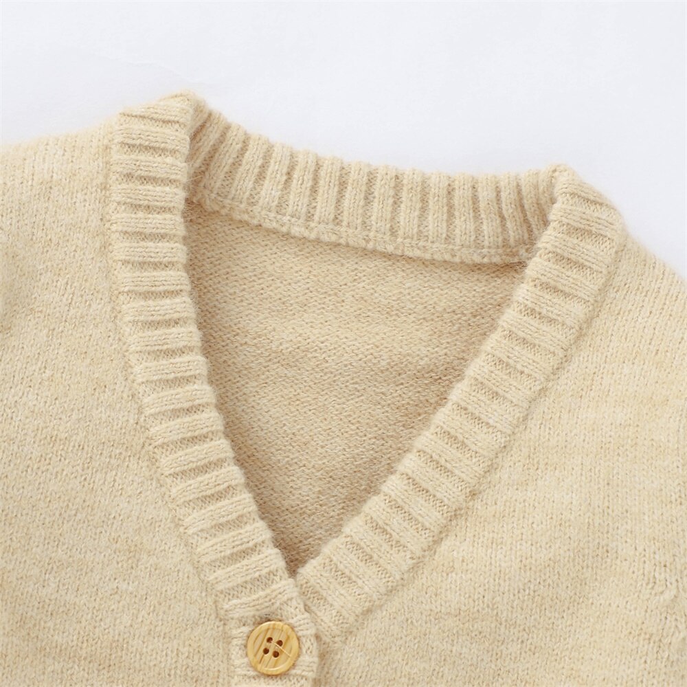 Baby Girls Boys Autumn Winter Warm Sweaters Long Sleeve Cardigan Sweaters Toddler V-neck Single-breasted Knitted Coat Outwear