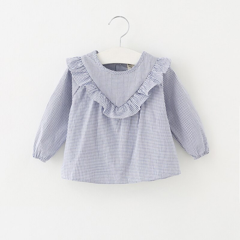 Ropa para Niñas , camisas de manga larga para niñas, blusa a cuadros de algodón, camisetas de princesa para niñas pequeñas, Tops casuales para niños pequeños: 3 años