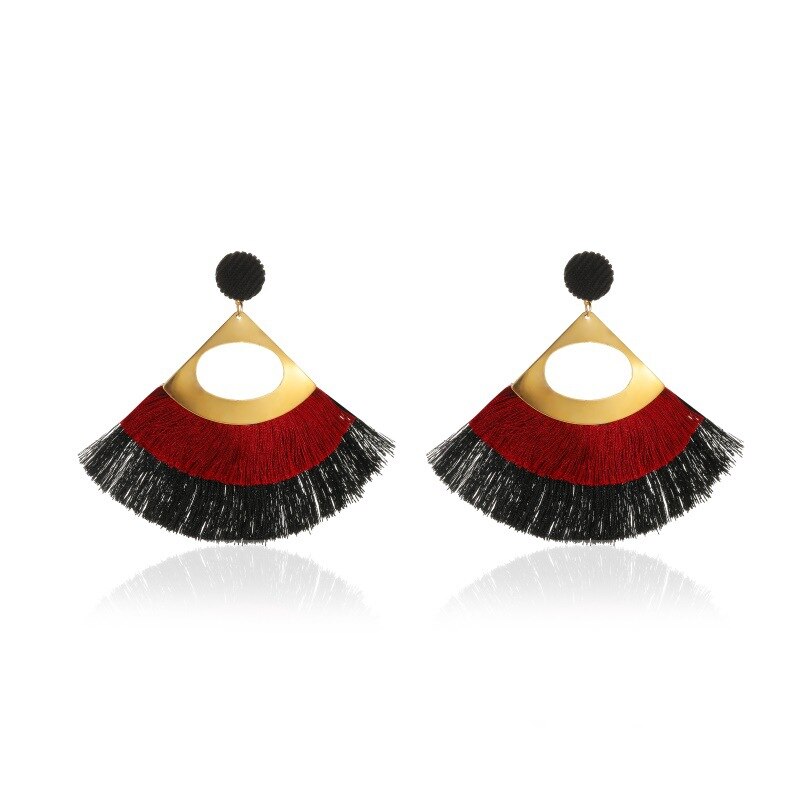 ZYZQ Böhmischen Lange Quaste Ohrringe für Frauen Jahrgang Runde überbacken Boho Metall Zwei-Farbe Ohrringe Schmuck: QW-äh-8867