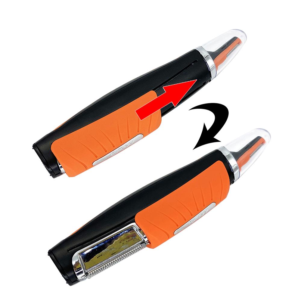 2 In 1 Elektrische Neus Oor Trimmer Mannen Haar Remover Switchblade Voor Ontharing Wenkbrauw Oranje