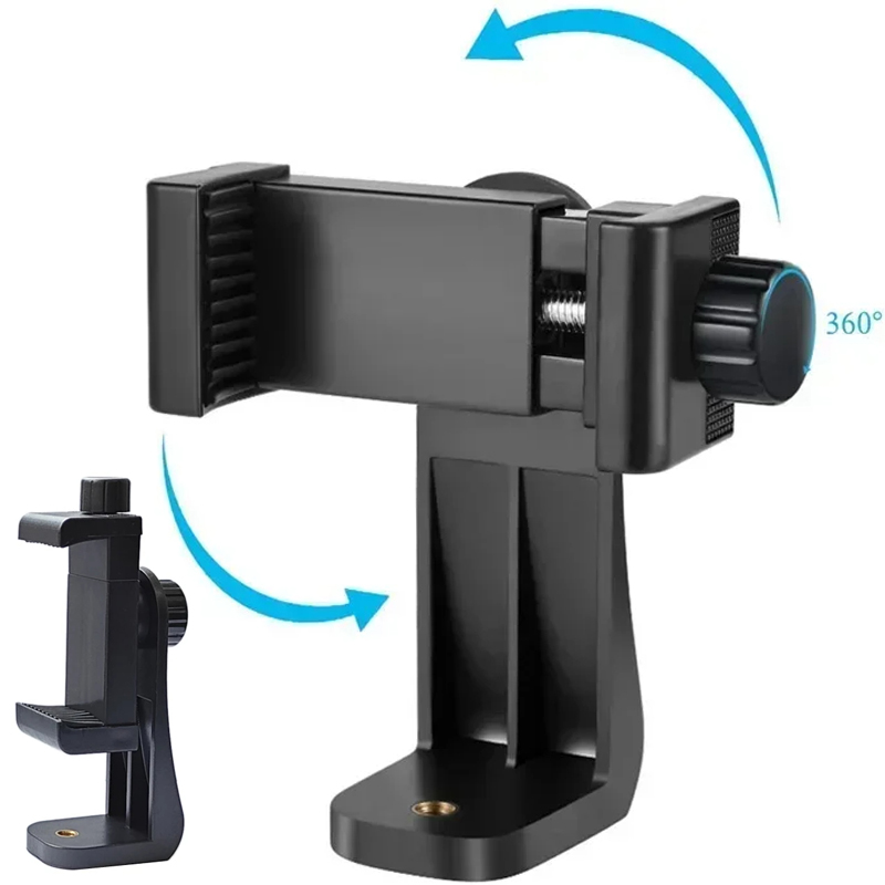 Adaptador de tripé para montagem universal, clipe de telefone de 360 graus compatível com parafuso 1/4, suporte para celular, acessórios para tripé de mesa