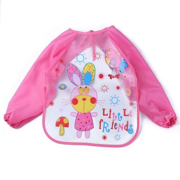 Cartoon Baby Lätzchen Wasserdicht Langarm Schürze Kinder Fütterung Kittel Lätzchen Spuck Kleidung Weiche Essen Kleinkind Baberos Bavoir Kleidung: Pink Rabbit