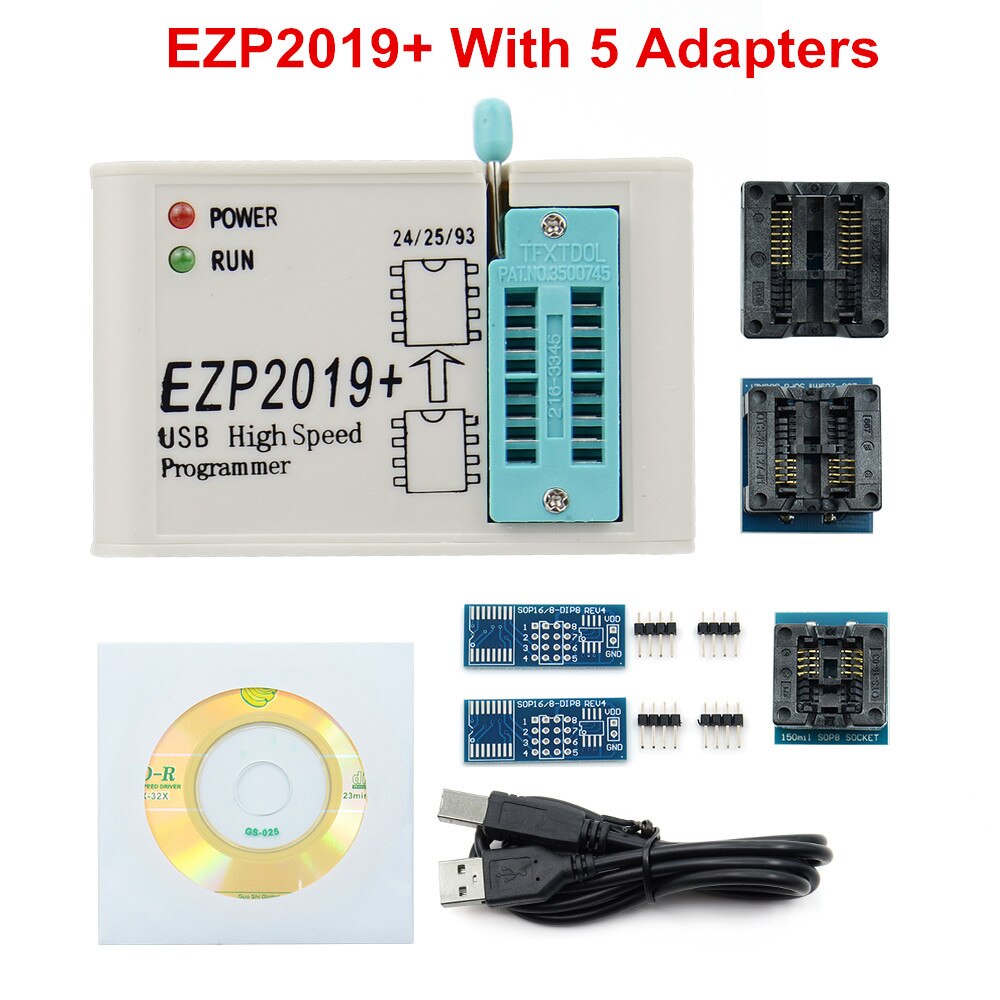 A+++ programmerer ezp 2019 støtte win 7 & win 8 usb høyhastighets programmerer støtte 24/25/26/93 seriebrikker: Ezp 2019 med 5 tilpasse