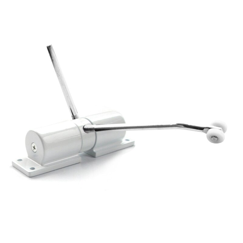 Household metal belt wheel adjustable automatic door closer hinge: White