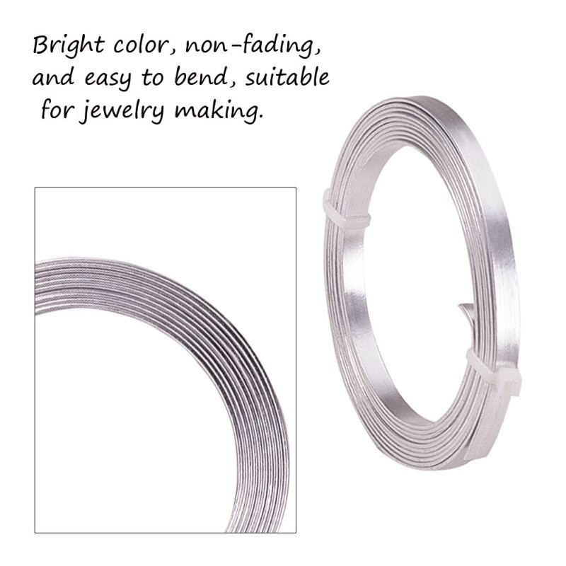 5Rolls Flat Aluminum Wire Bezel Strip Wire for Cabochons Jewelry Making DIY Silver Golden PeachPuff 3x1mm 5x1mm about 2m/roll,