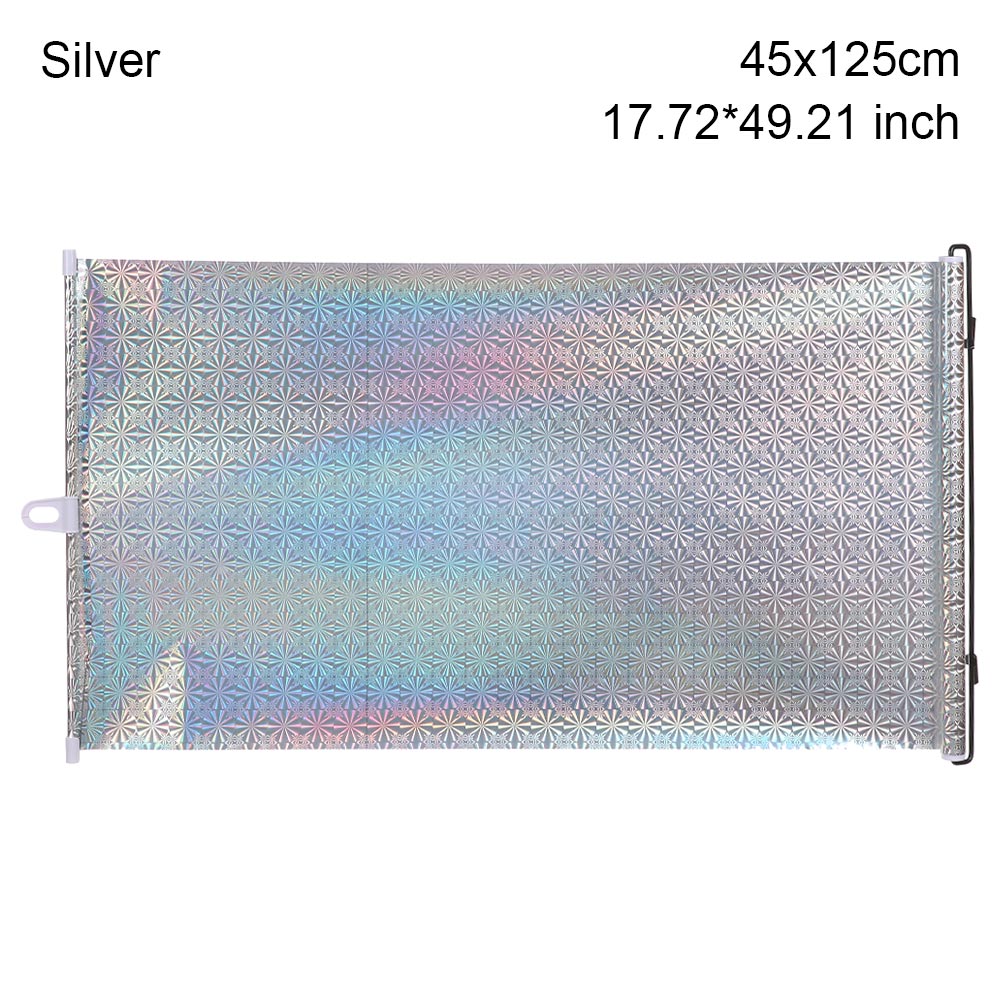 Automobile Automatic Roller Blind Sunshade Front Car Interior Retractable Windshield Shade Visor SUV Window Folding Block Cover: Silver  45x125cm