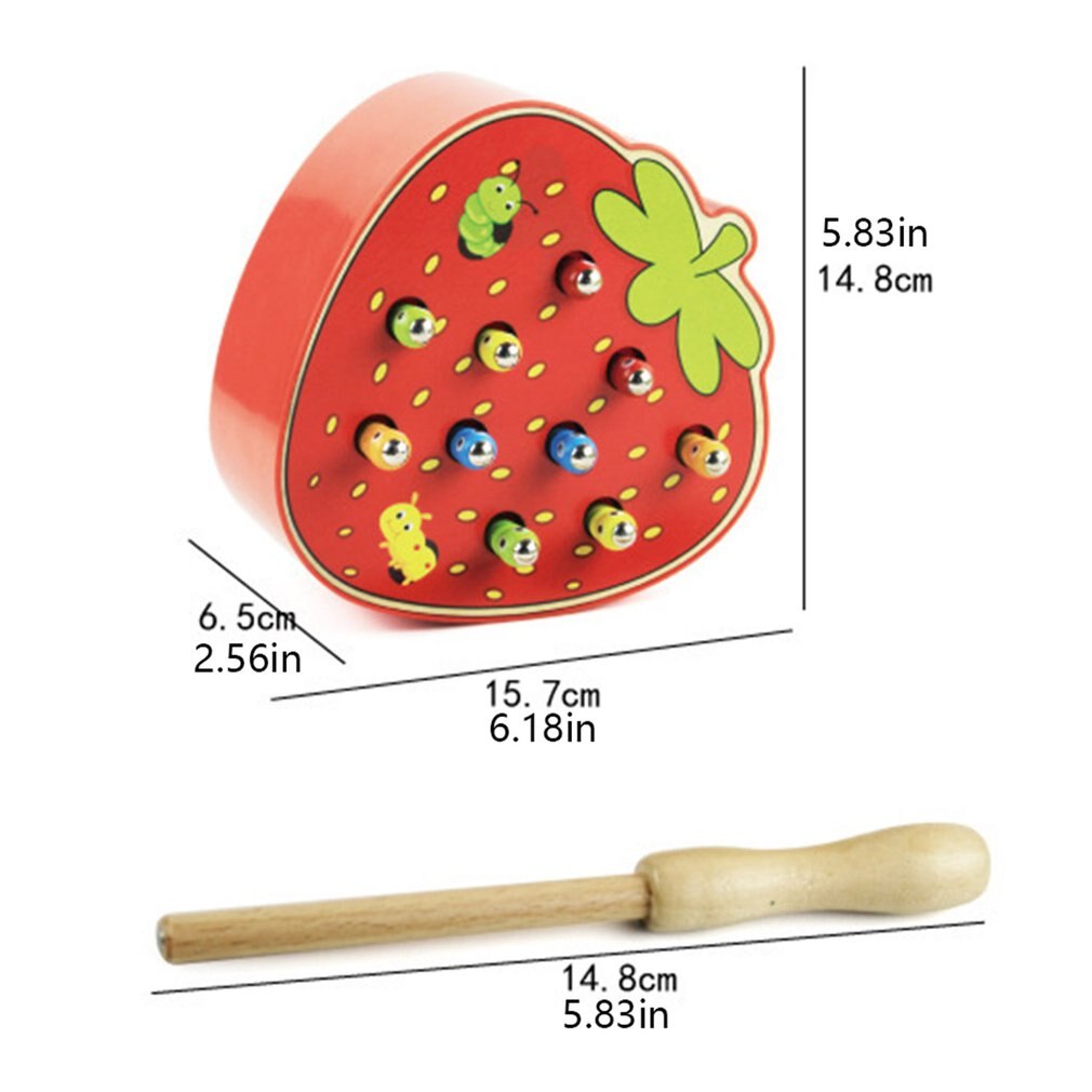 Vangen Worm Speelgoed Houten Fun Magnetic Catching Worm Game Speelgoed Hand-oog Coördinatie Interactieve Educatief Speelgoed