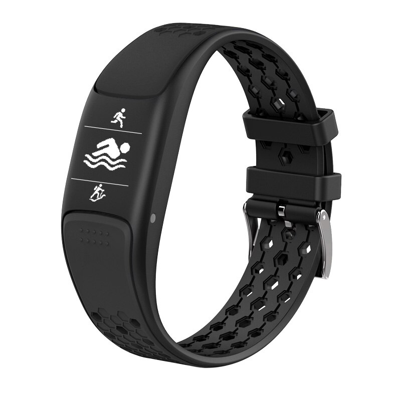 P8 GPS Sport Smart Band Waterdicht IP68 Zwemmen Smart Polsbandje Hartslagmeter Armband 0.73 "Full Screen Fitness Tracker: Black