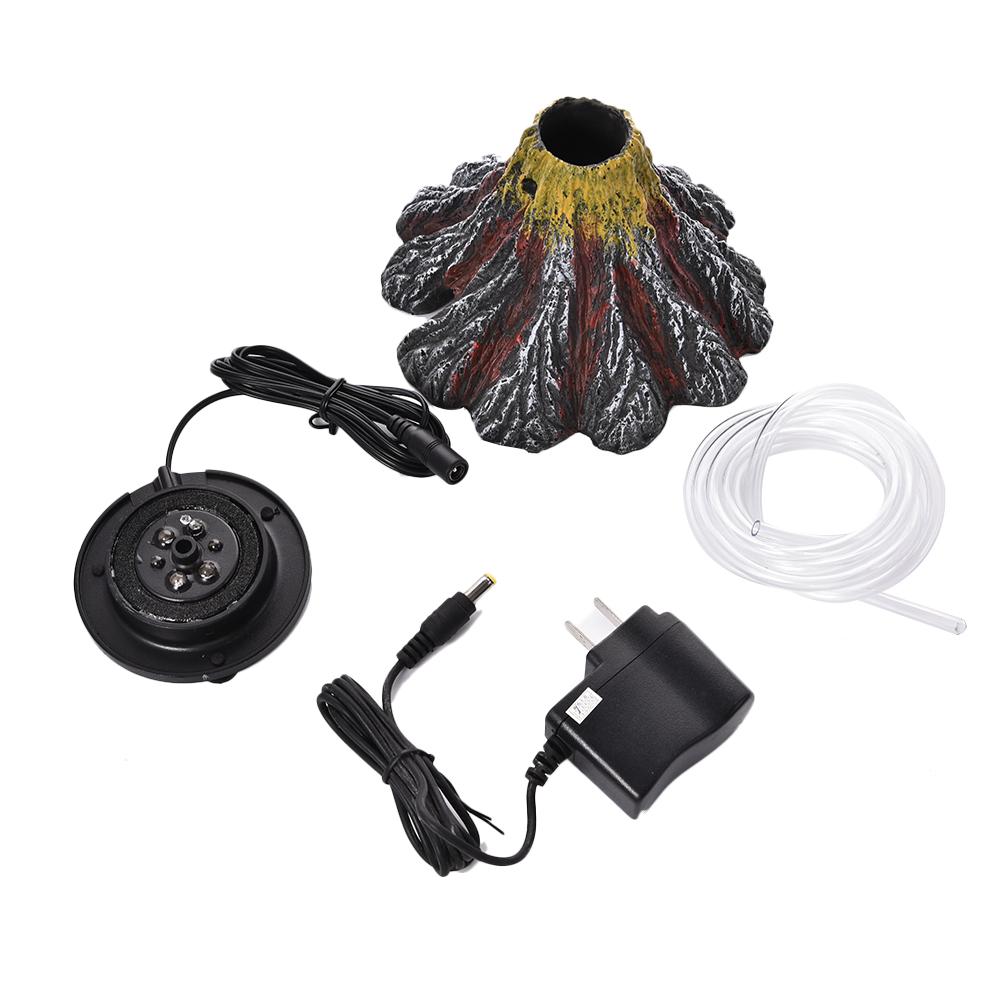 Aquarium Volcano Ornament Kit With Air Stone Bubbler Fish Tank Decorations For Oxygen Pump Air Drive Fish Tank Toy
