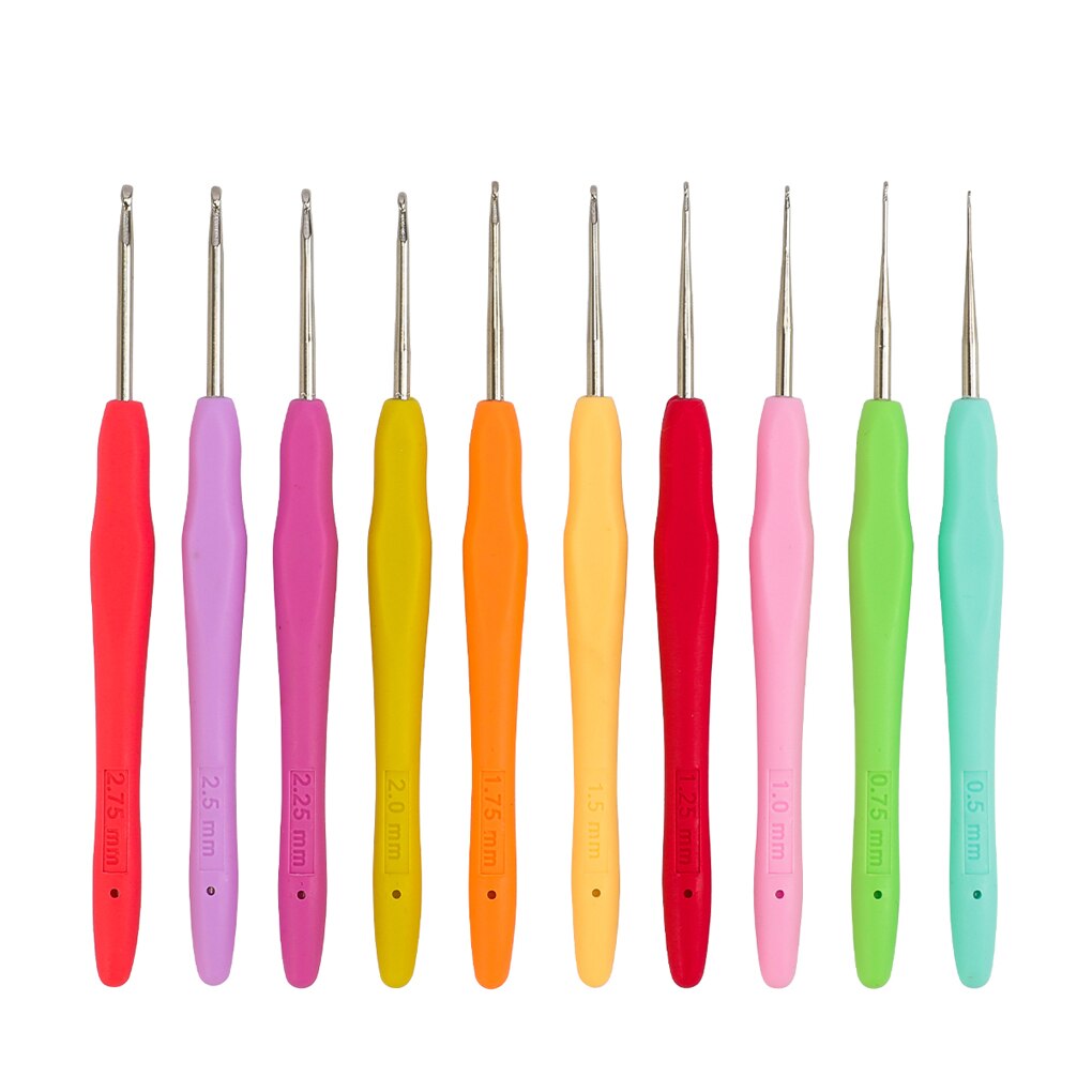 10pcs Small Size Lace Crochet Hooks Set Soft Grip Handle Knitting Weave Yarn Craft Crochet Hooks