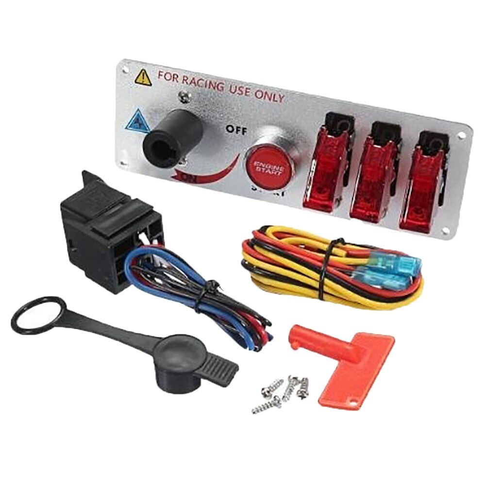 Racing Car Ignition Switch Panel Auto 12V LED Toggle Ignition Switch Panel Engine Start Push Kit Set Car String