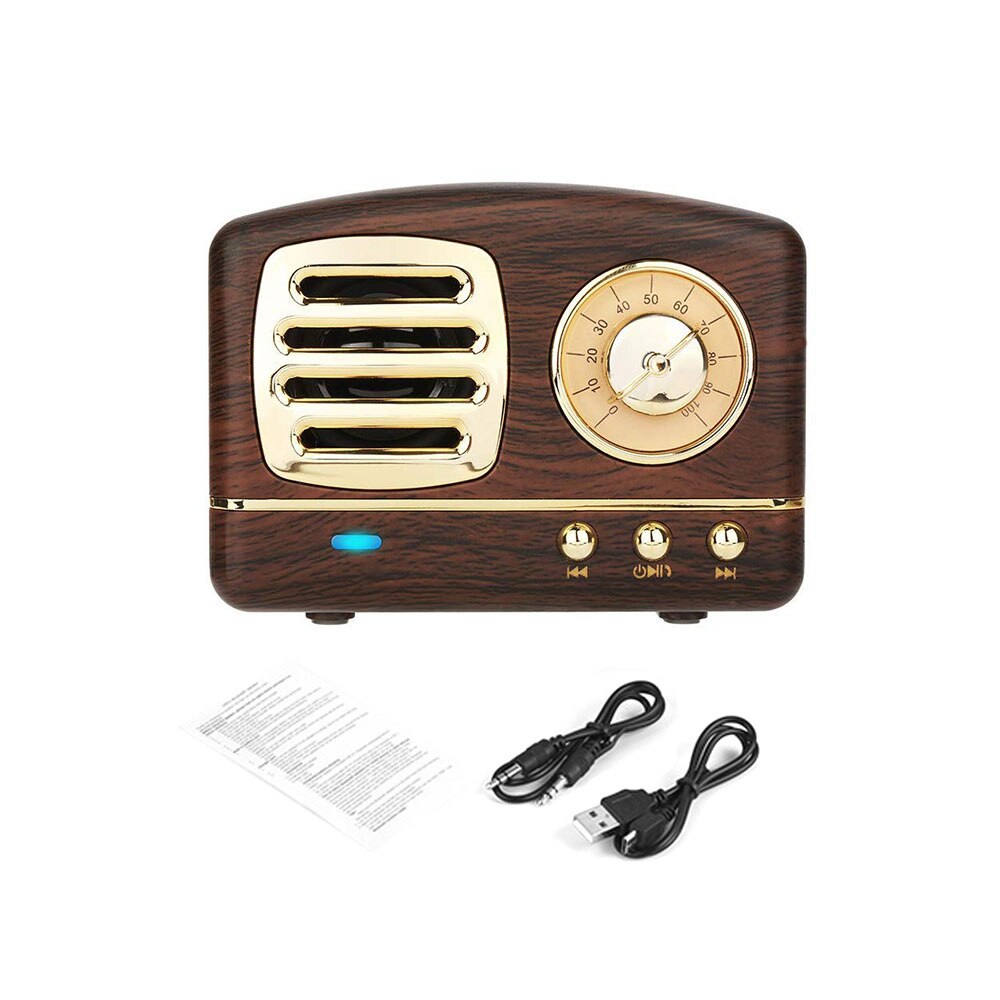 Protable Rechargeable Wireless Stereo Retro Speaker BT Conncetion TF Card USB AUX Input for Travel Kitchen Bedrooms Usage