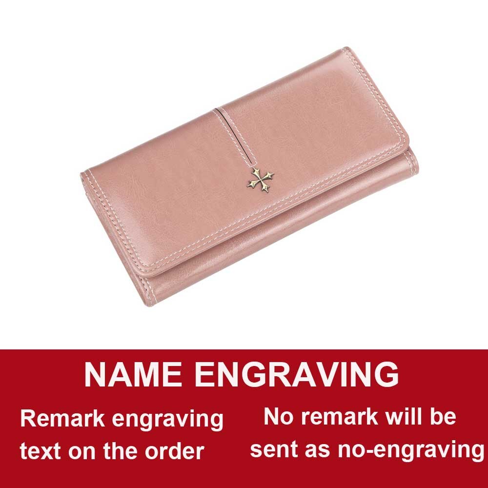 Long Women Wallets Card Holder Sequined Female Purse PU Leather Zipper Brand Wallet For Women: Pink name