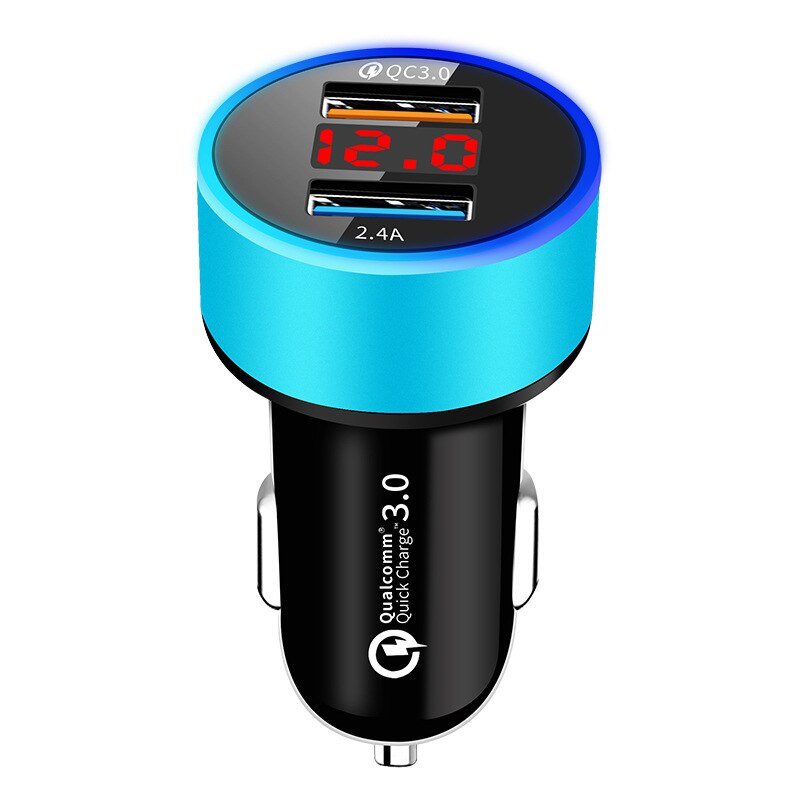 Vanniso Dual Car USB Charger Quick Charge QC 3.0 For Samsung S8 S9 S10 Xiaomi Redmi Huawei Mobile Phone Fast Charging Adapter: Blue qc 3.0