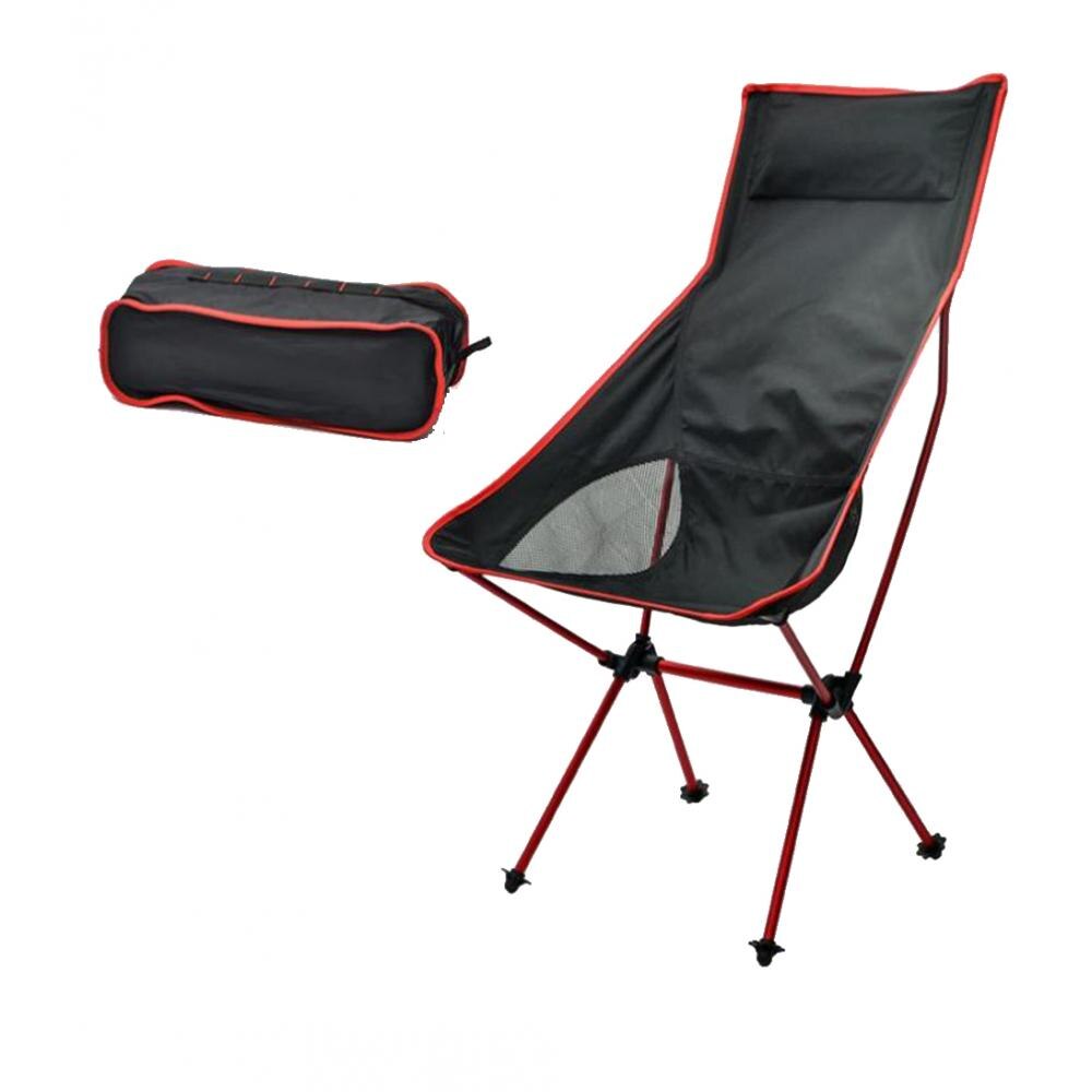 Campingstol udendørs letvægts aluminiumslegering sammenklappelig stol med opbevaringspose bærbar fold op til vandreture picnic fiskeri bbq: Rød