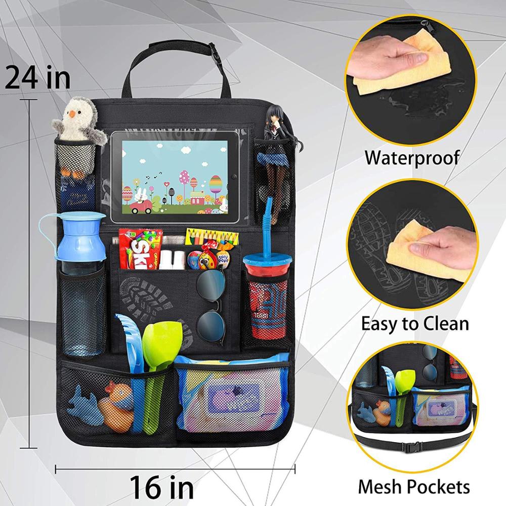 Baby Car Seat Back Storage Bag Convenient Touch Screen Organizer Infant Car Accessory Multi-Pocket Bottle Diaper Snack Organizer