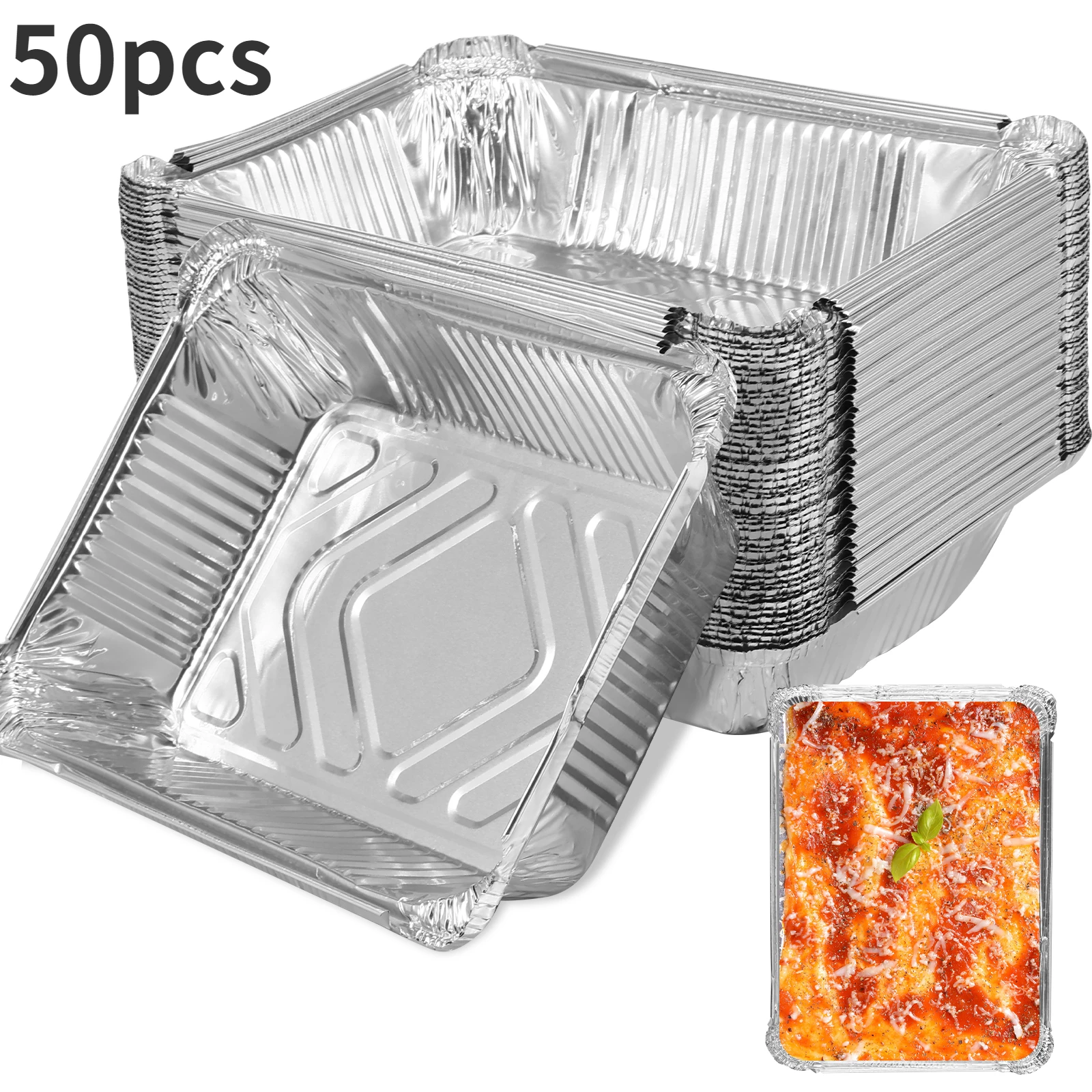 50 Stuks Aluminiumfolie Trays 1100 Ml Non-stick Aluminiumfolie Bakpannen Herbruikbare Food Grade Aluminiumfolie Containers aluminiumfolie