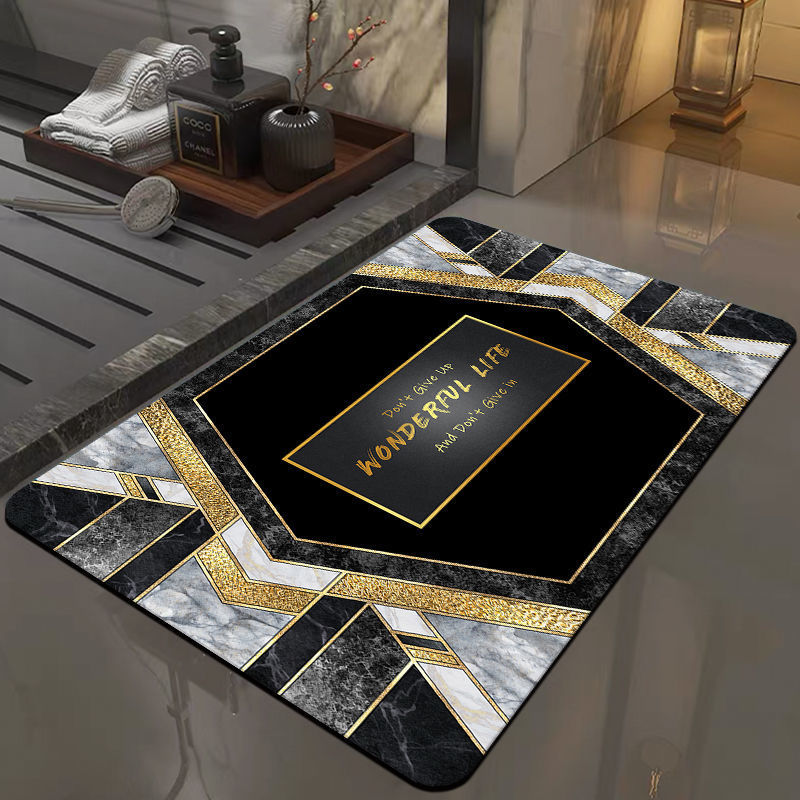 Alfombra de barro de diatomeas con estampado de mármol moderno, alfombra absorbente de secado rápido para bañera, accesorios decorativos para puerta de entrada y baño, 1 ud.: 45X140CM / Rojo