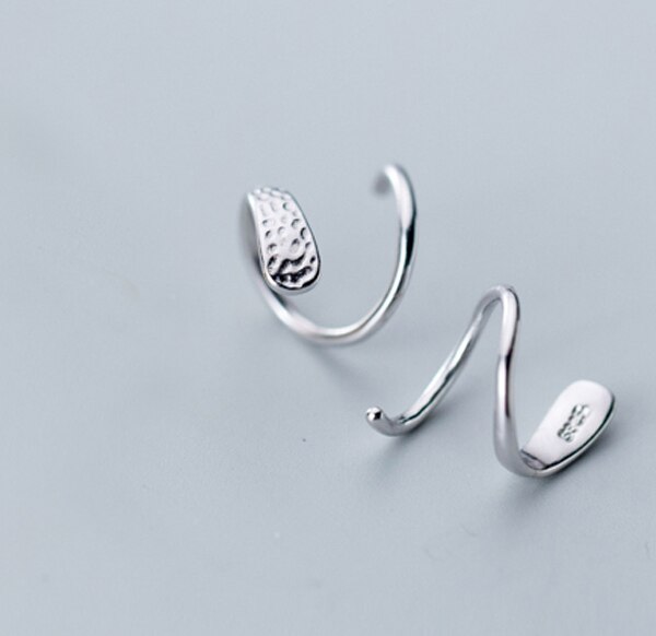 MloveAcc 100% 925 Sterling Silver Women Spiral Snakelike Ear Bones Ear Buckle Ring Mini Double Ring Earrings Jewelry: A Silver Color