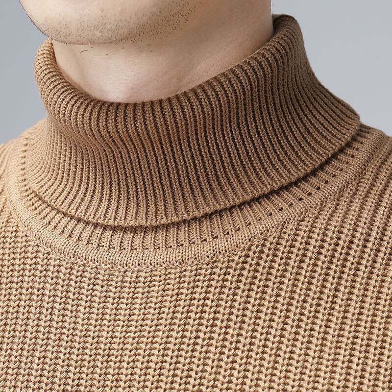 Turtleneck tröja herr casual bomullströja herr höst slim fit långärmade herrtröjor stickade pull homme oversize kläder