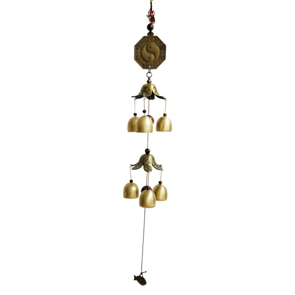 Wind Bell Copper Yard Garden Decor Gossip Fish Pattern Metal Bell Ring Windbell Home Temple Ornament Japanese Wind Chime: B