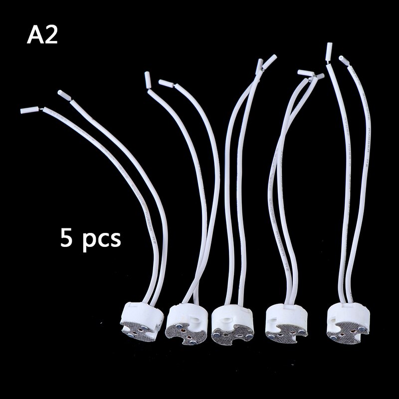 10/5/1pcs 220V 2A MR16 GU5.3 Base Socket Wire Connector Led Lamp Ceramic Holder: 5pcs