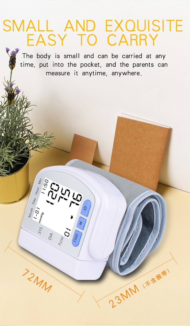 Arm Sphygmomanometer Blood Presure Meter Monitor Wrist Heart Rate Pulse Portable Oscillometric Assay LCD Digital Double Mode